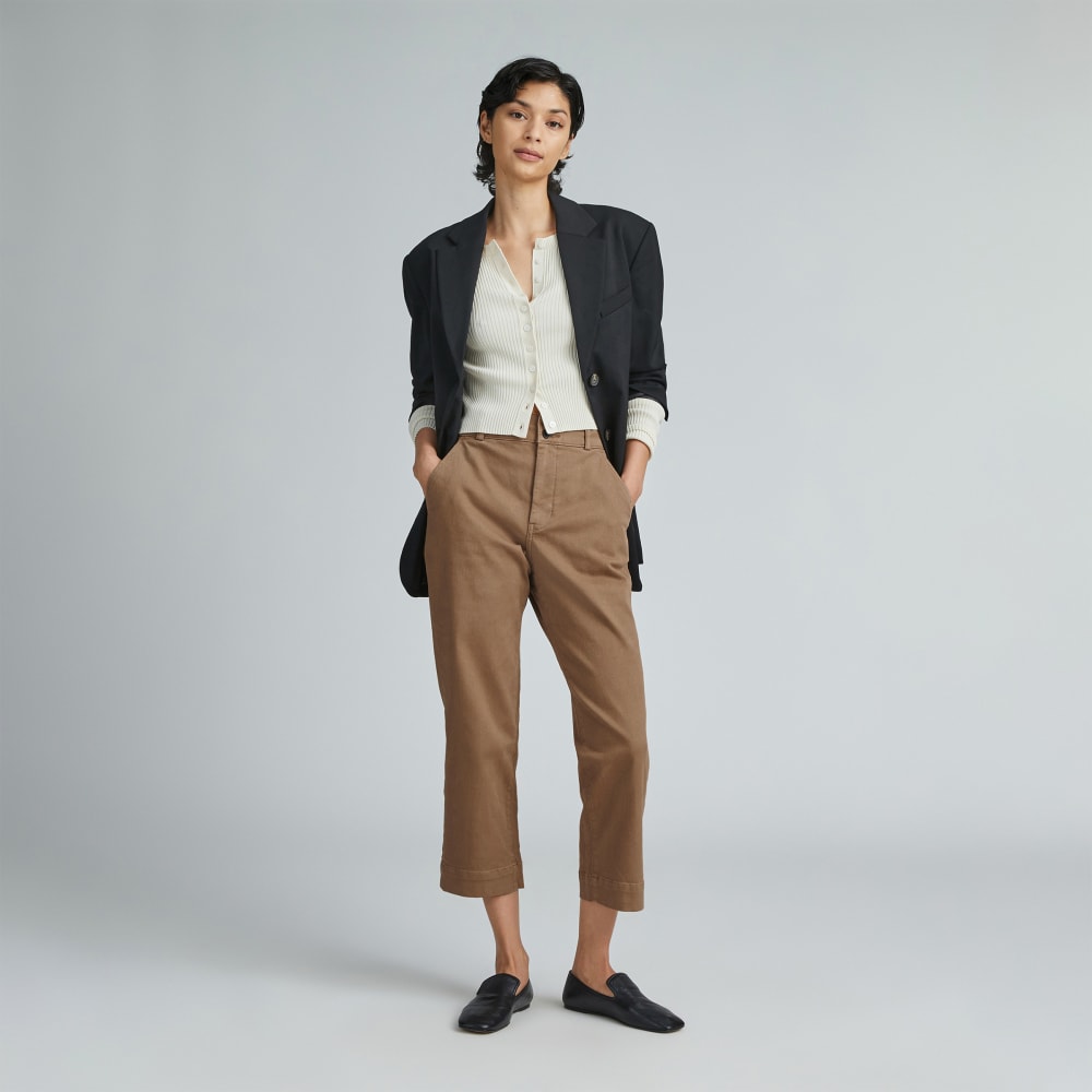 The Organic Straight-Leg Pant in Toasted Coconut — detail view