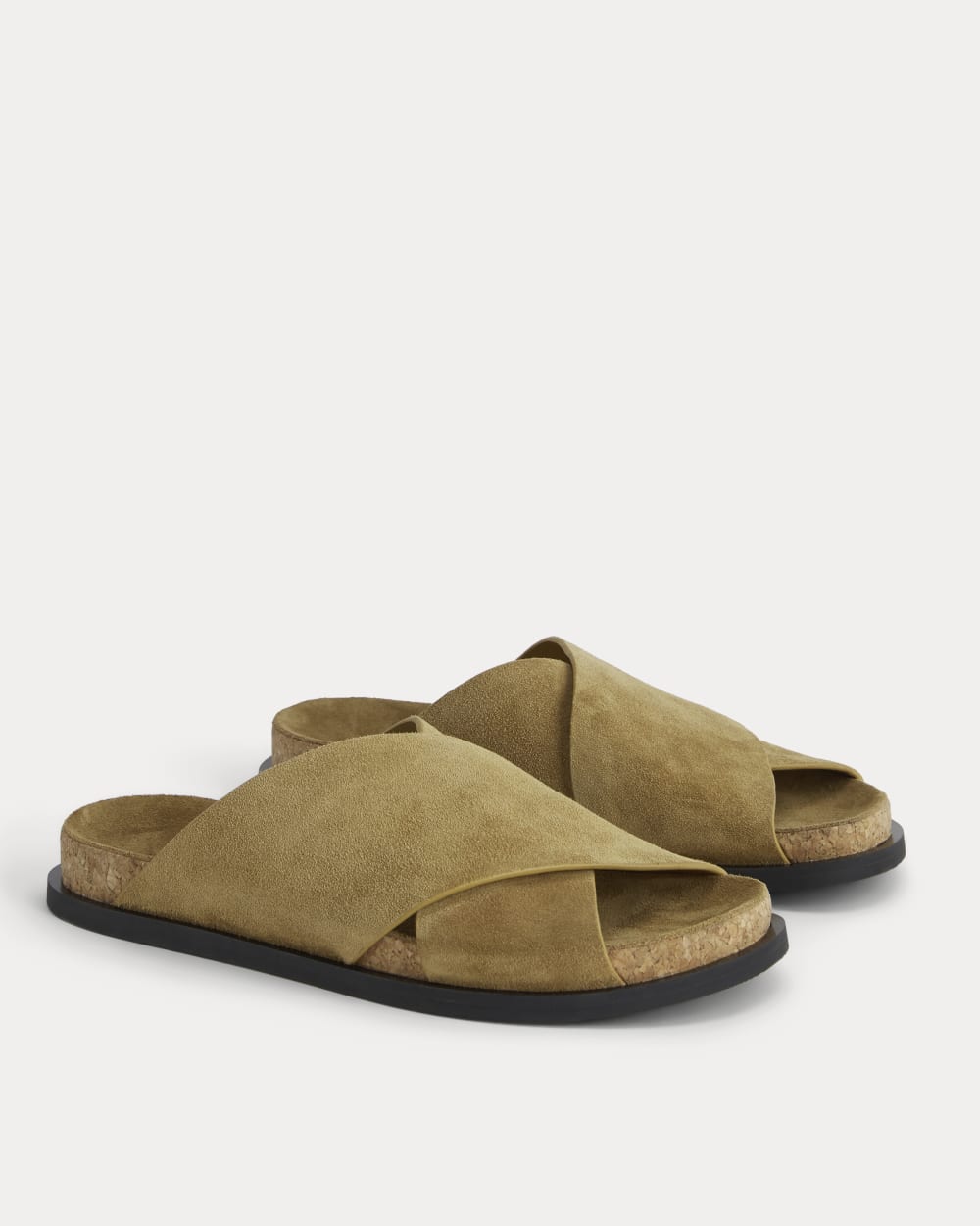 The Suede Crossover Sandal in Sand — detail view