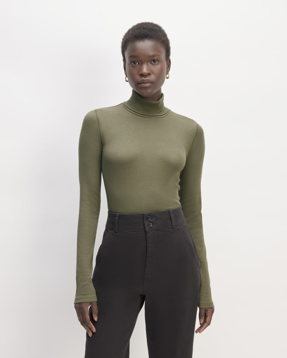 The Luxe Rib Turtleneck in Kalamata — front view