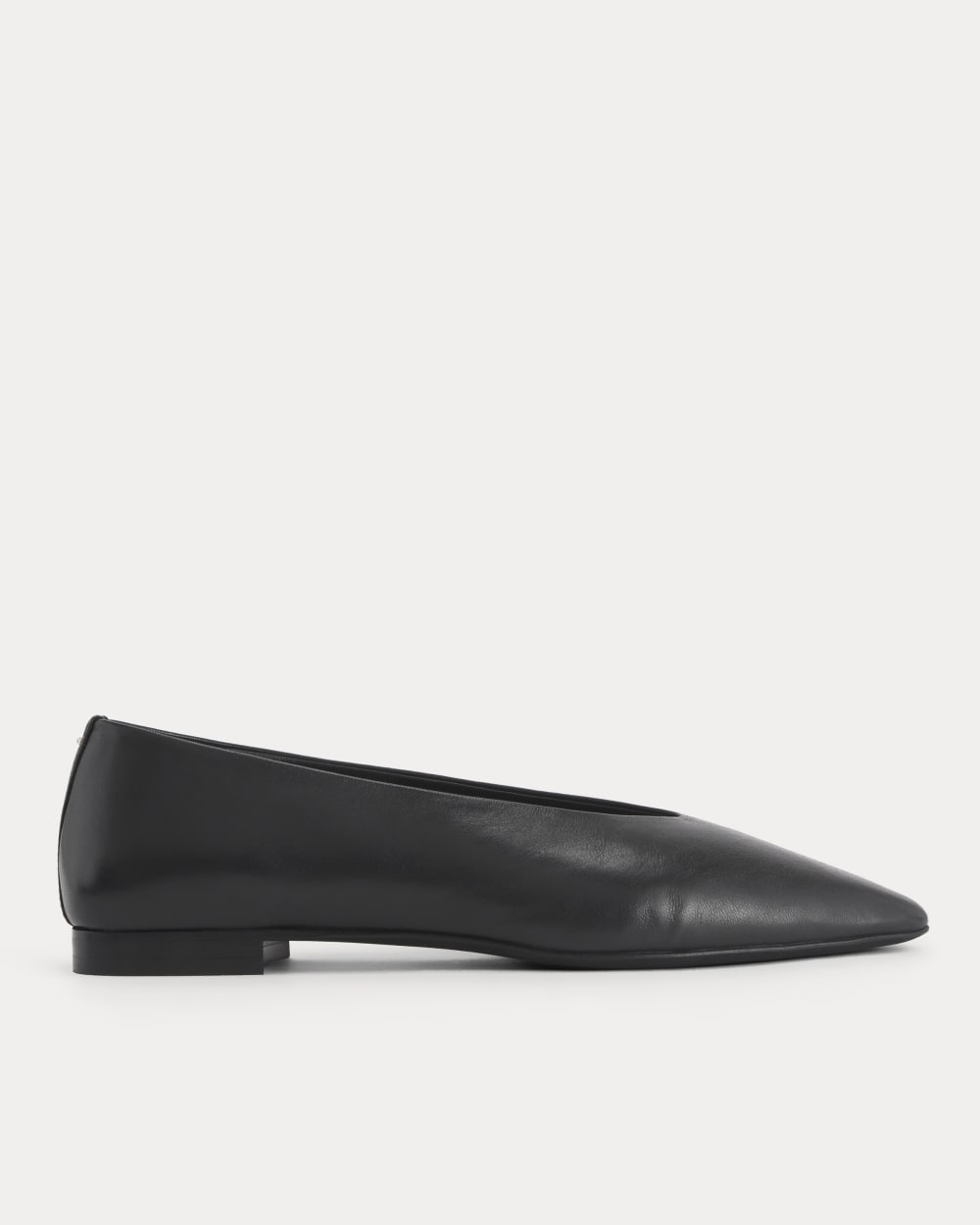 Made in Italy Almond-Toe Flat in Black Leather — front view