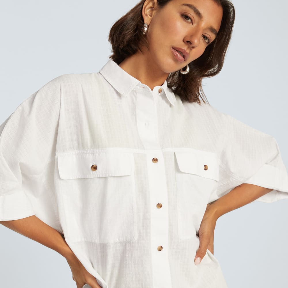 The Cotton Tourist Shirt in White — detail view