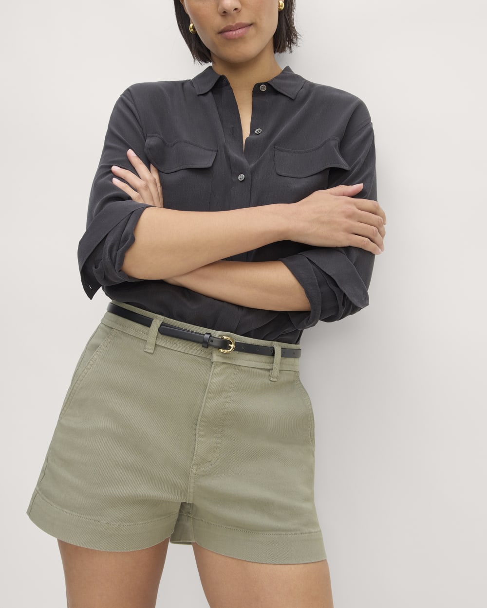 The Organic Way-High® Shortie Short in Sage Green — detail view