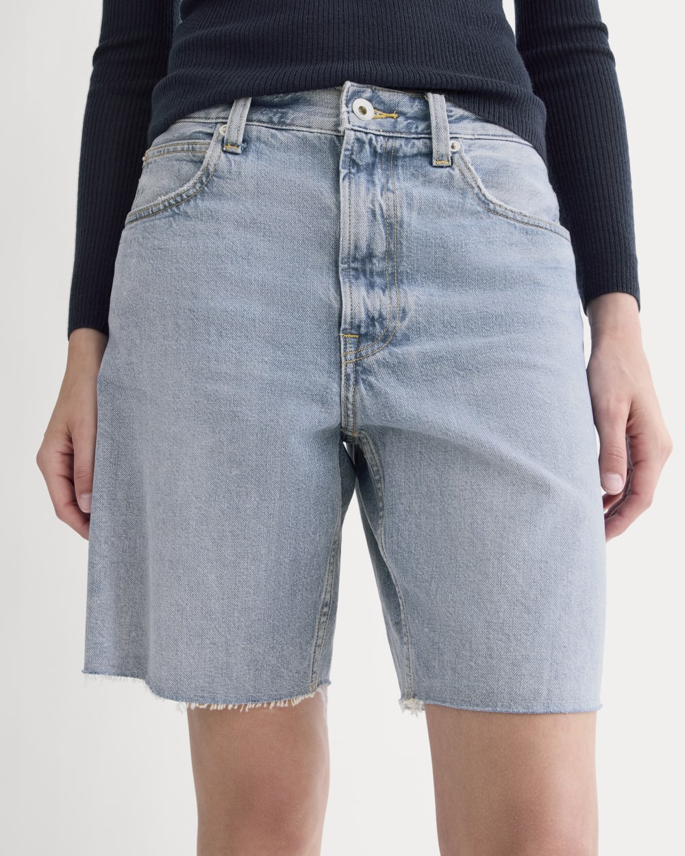 The OG Baggy Jean Short in Light Indigo — detail view