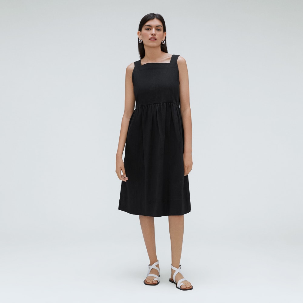 The Seersucker Midi Dress in Black — alternate view