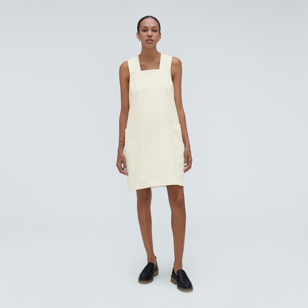 The Cross-Back Apron Mini Dress in Canvas — alternate view