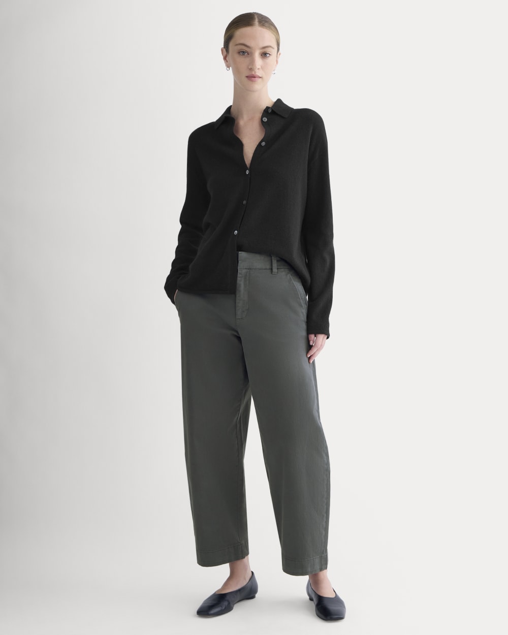 Cotton Twill Chino in Slate Grey — front view