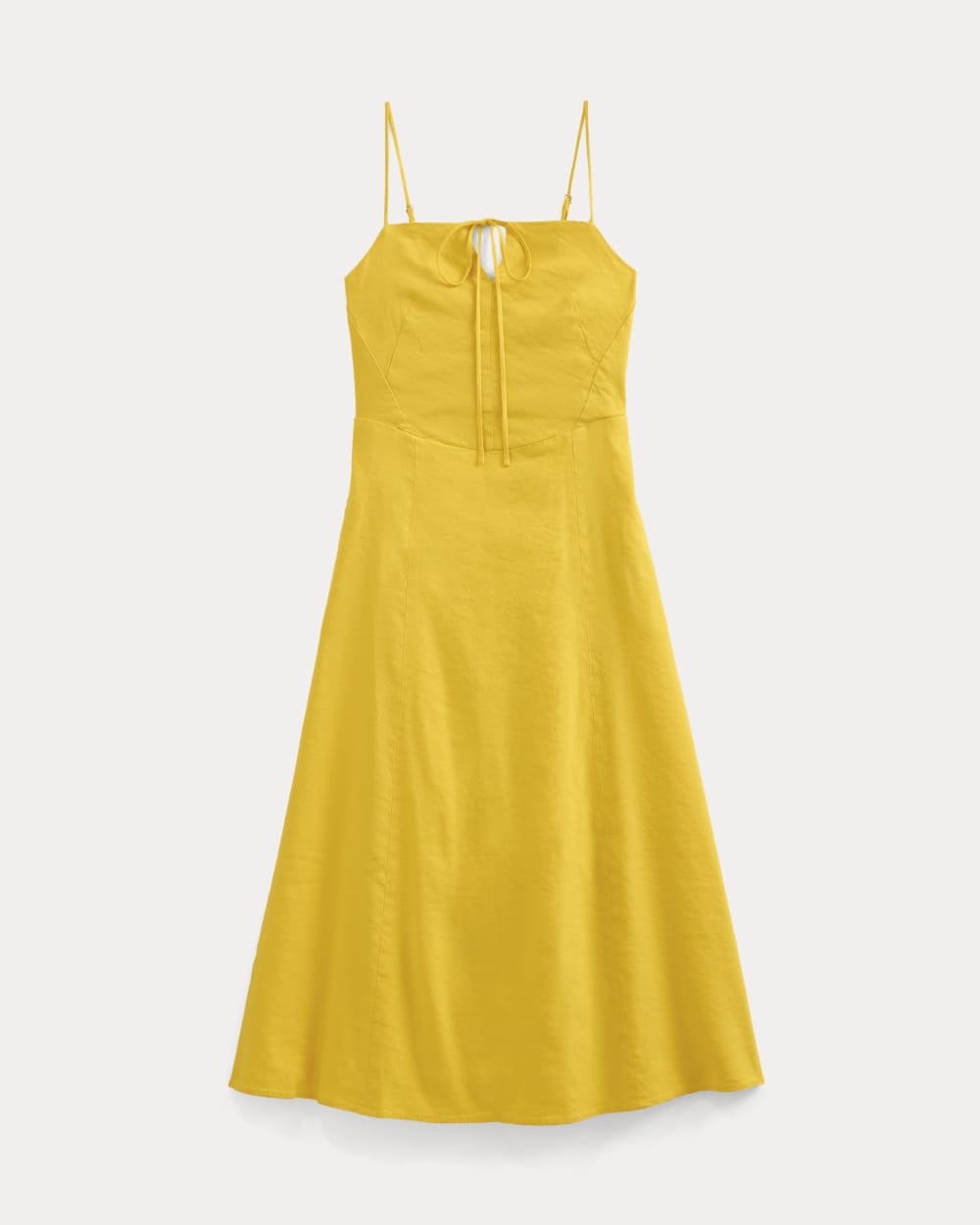 Tie-Neck Dress in Stretch Linen in Passion Fruit — alternate view