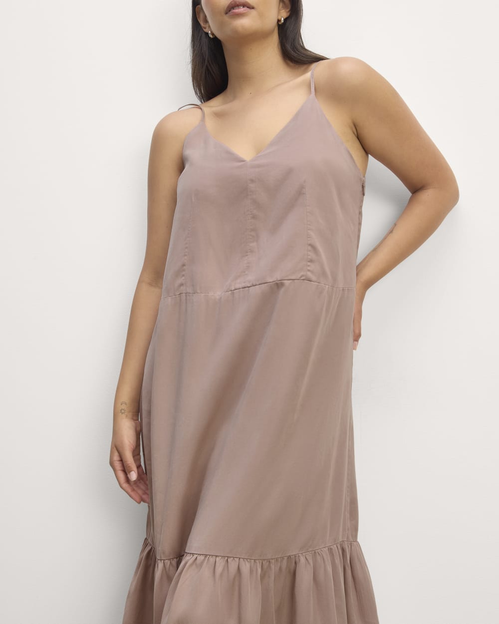 The Long Weekend Dress in Butterlite in Dusty Rose — detail view