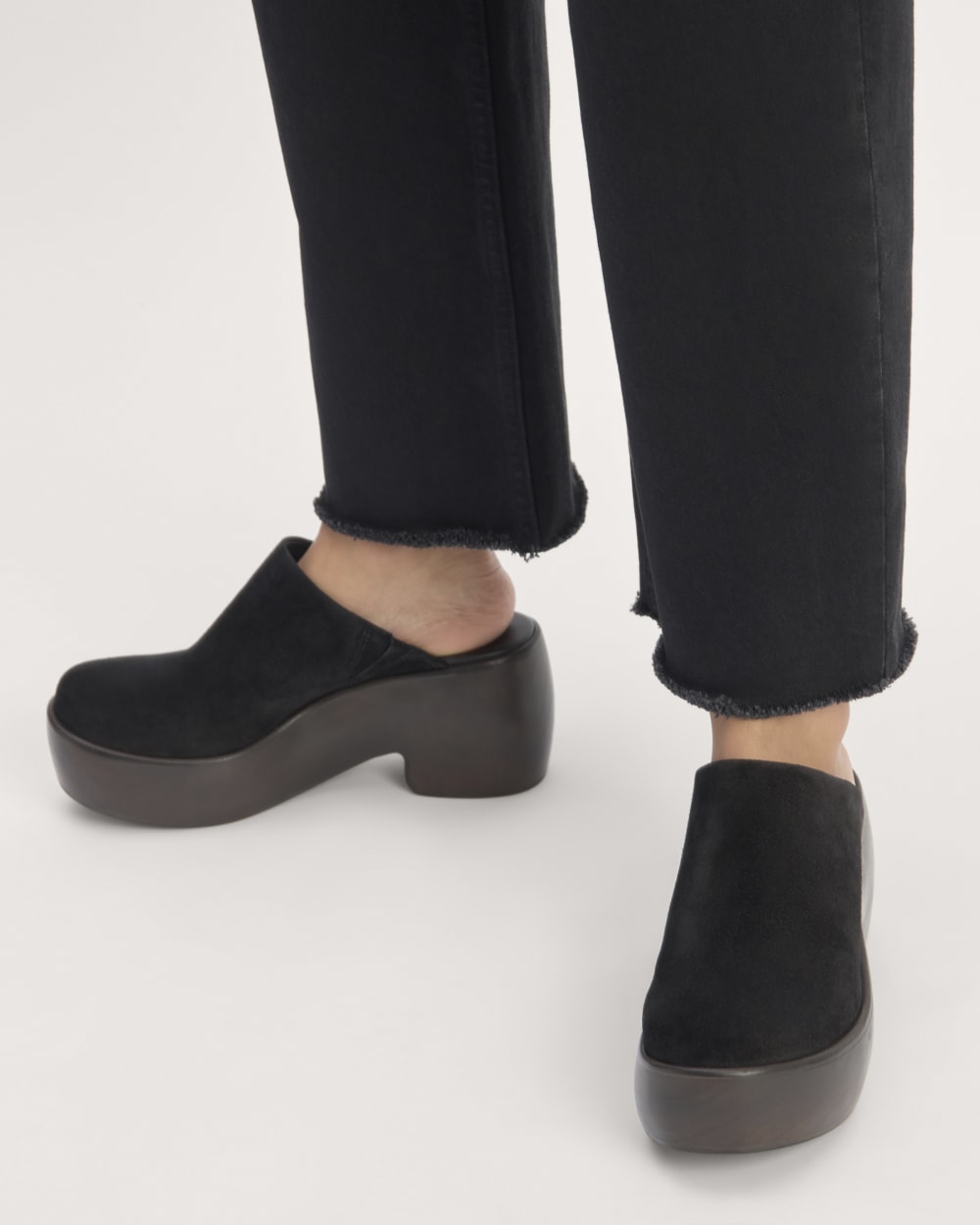 The Wooden Puffa Clog in Black Suede — alternate view