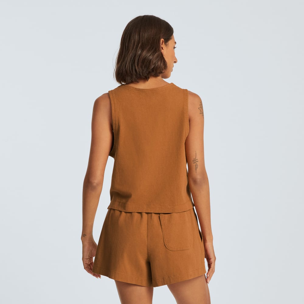 The Premium Weight Cropped Pocket Tank in Tawny Brown — alternate view