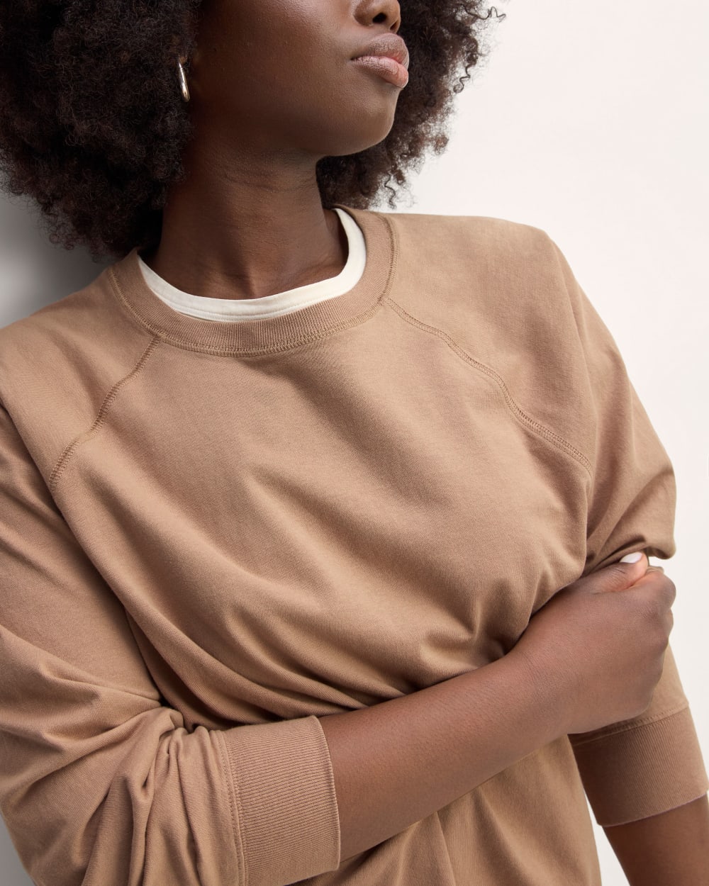 The Off-Duty Long-Sleeve Tee in Chanterelle — detail view