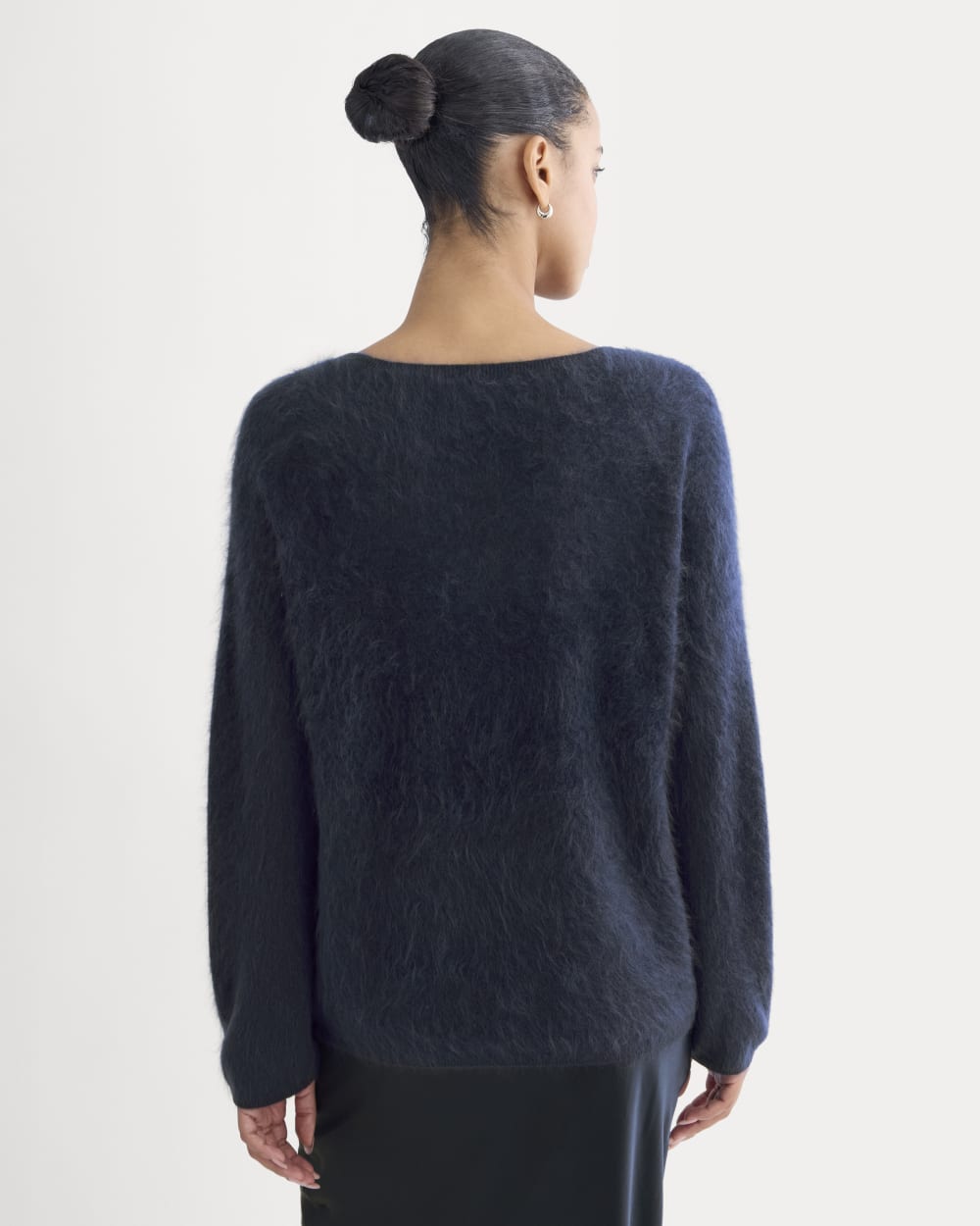 Lush Cashmere Boatneck Sweater in Starry Navy — detail view