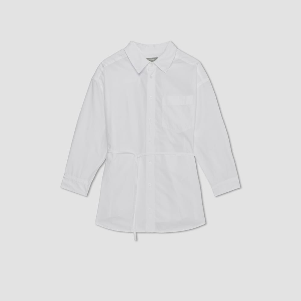 The Poplin Tie Back Shirt in White — alternate view