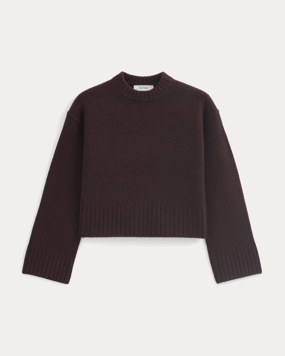 Cropped Boxy Crew in Luxe Merino in Heathered Winetasting — alternate view