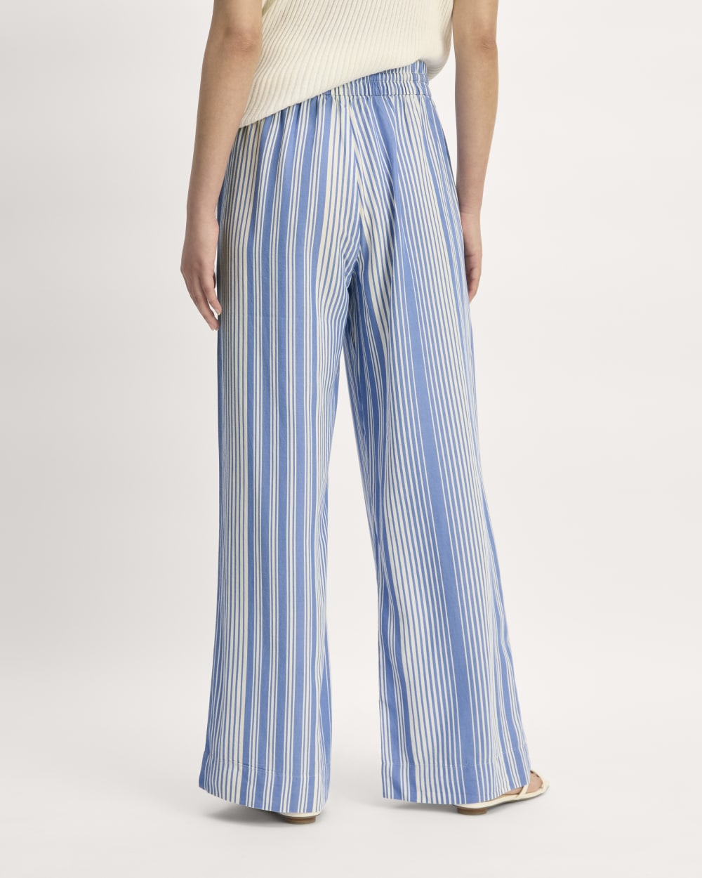 The Wide-Leg Pant in Butterlite in Granada Sky Blue / Bone — detail view