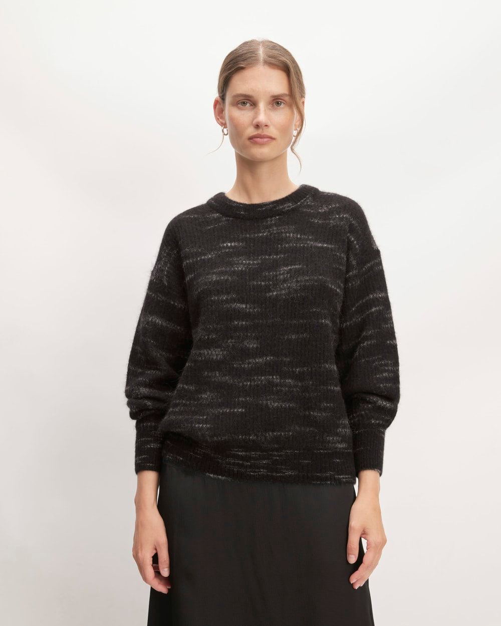 The Cocoon Crew in Alpaca in Black Heather — front view