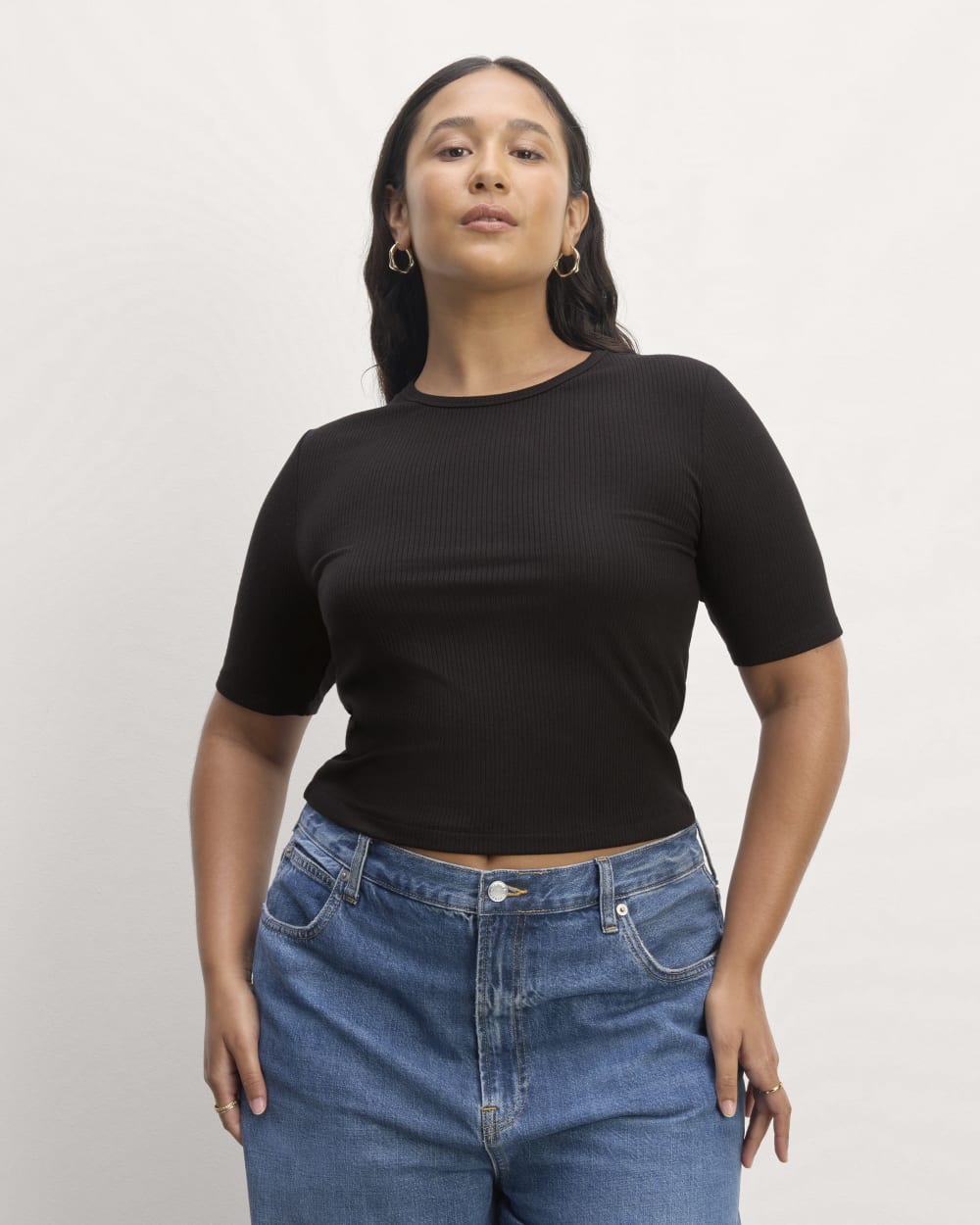 The Shimmy Tee in Black — front view