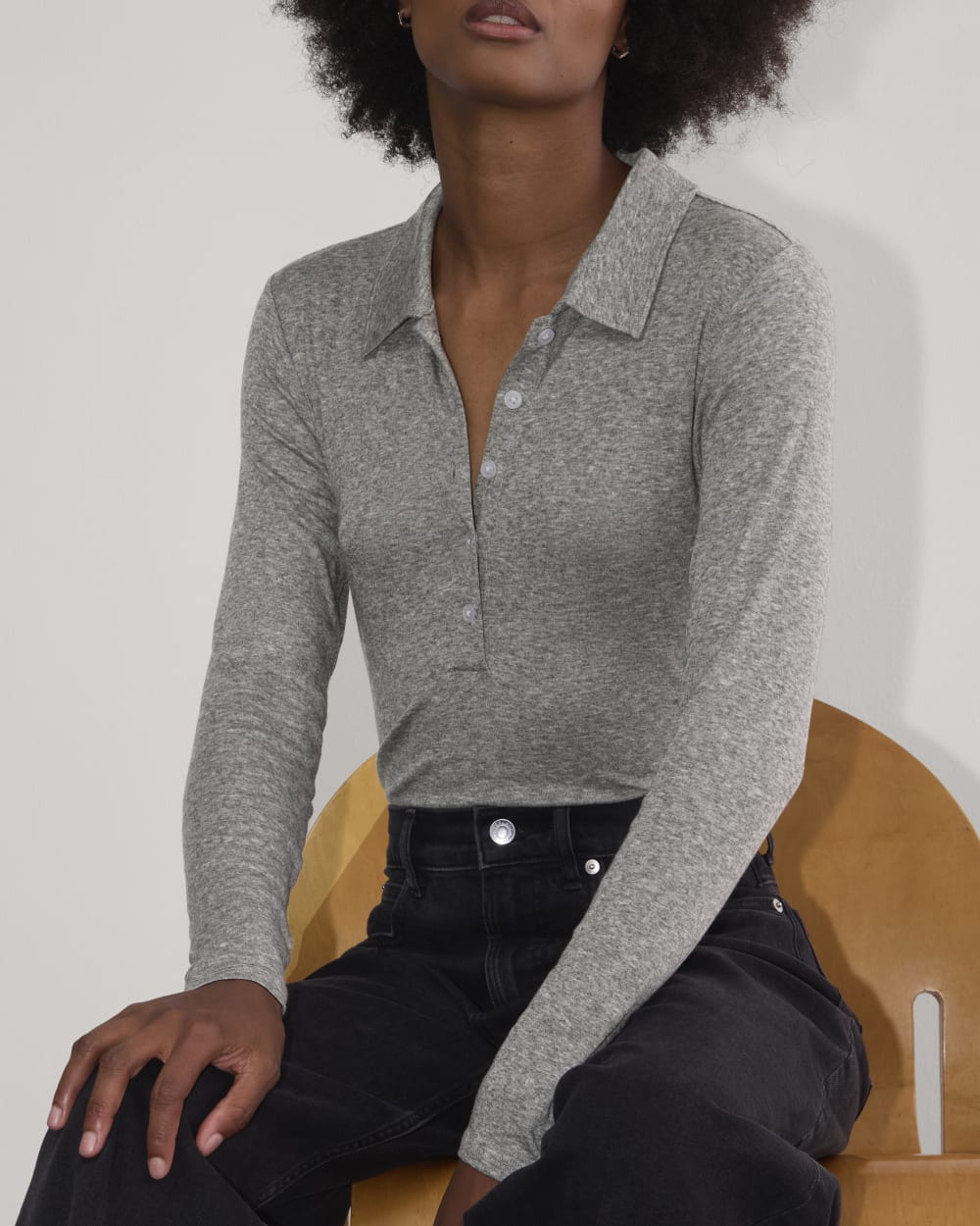 The Henley in Butterluxe in Heather Charcoal — detail view