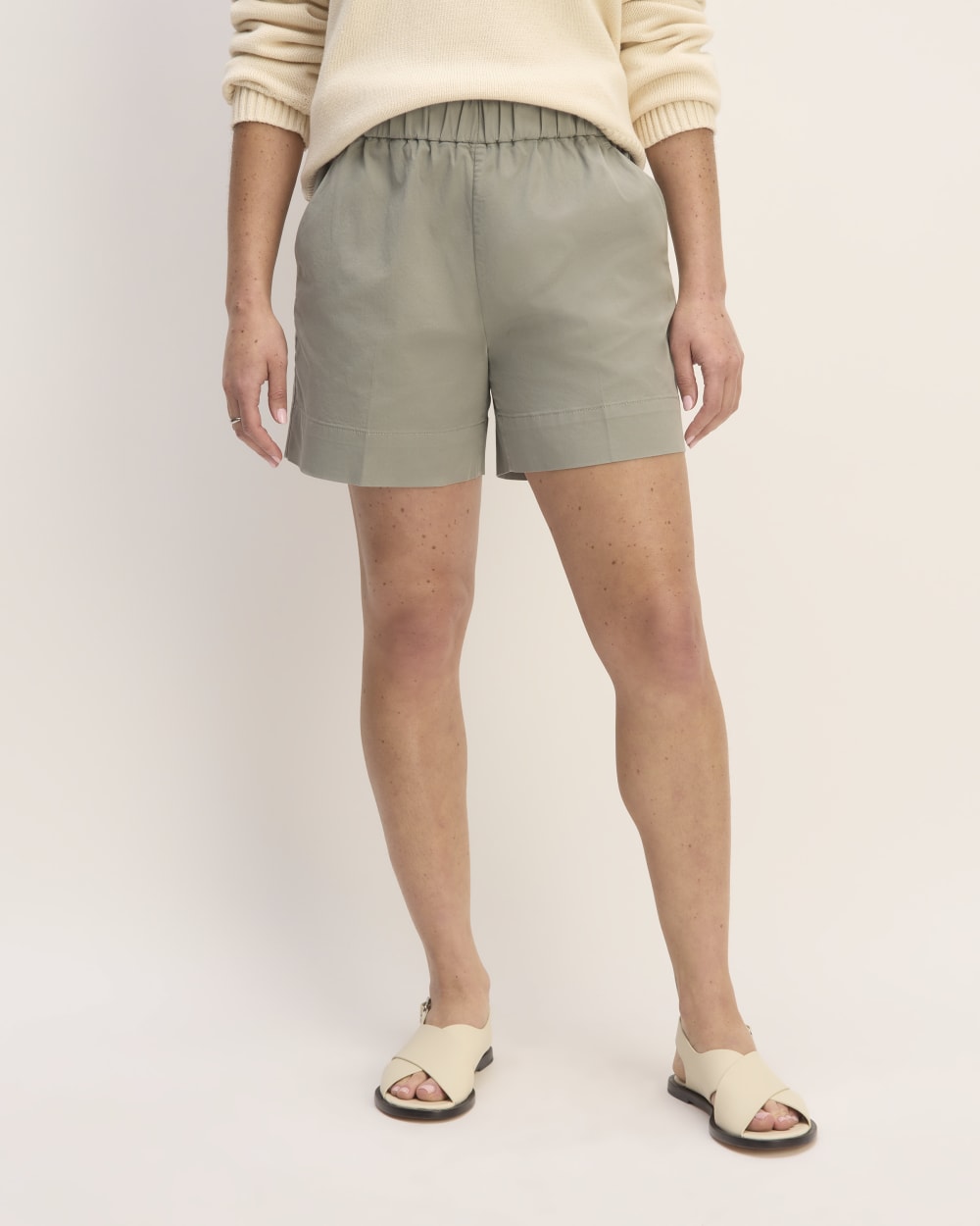 The Easy Short in Sage Green — detail view