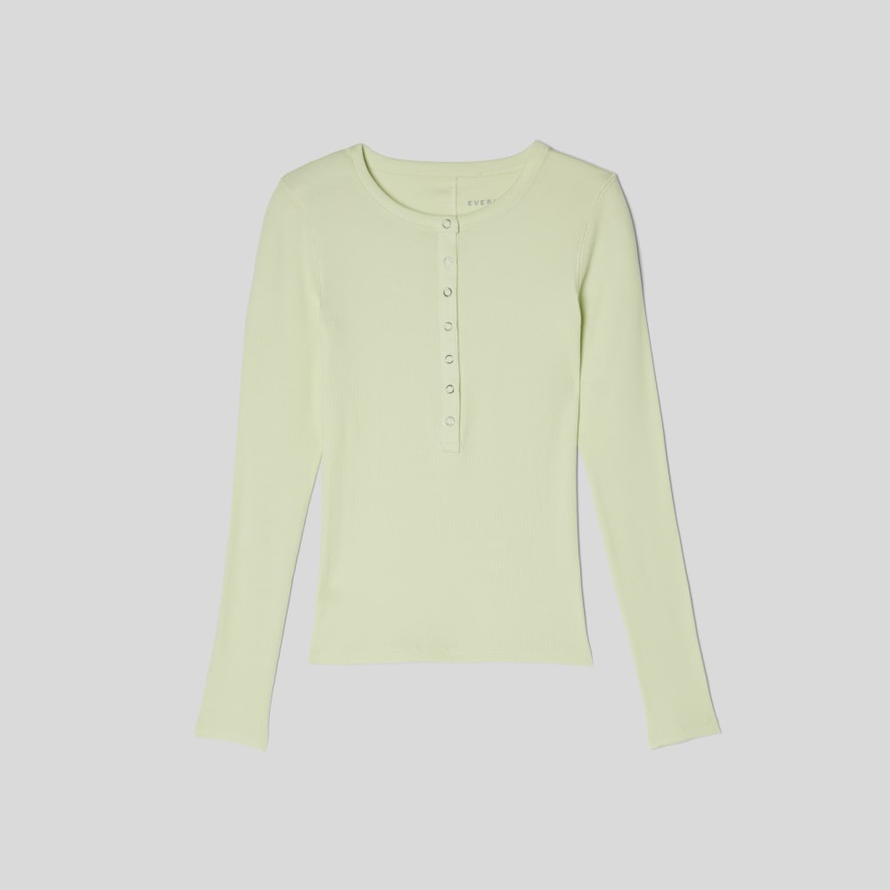 The Luxe Rib Henley in Seafoam Green — alternate view