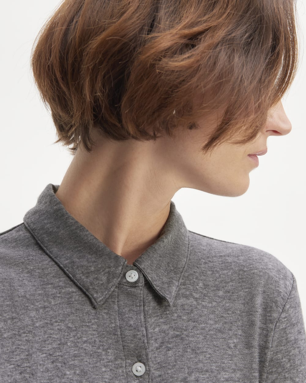The Must-Have Shirt in Butterluxe in Heather Charcoal — detail view