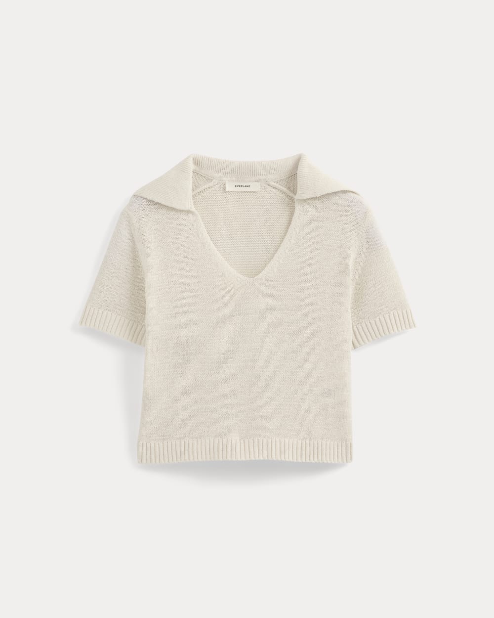 Open Collar Polo in Bone — alternate view