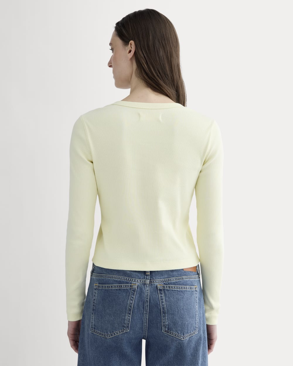 The Selfie Cardigan in Light Yellow — detail view