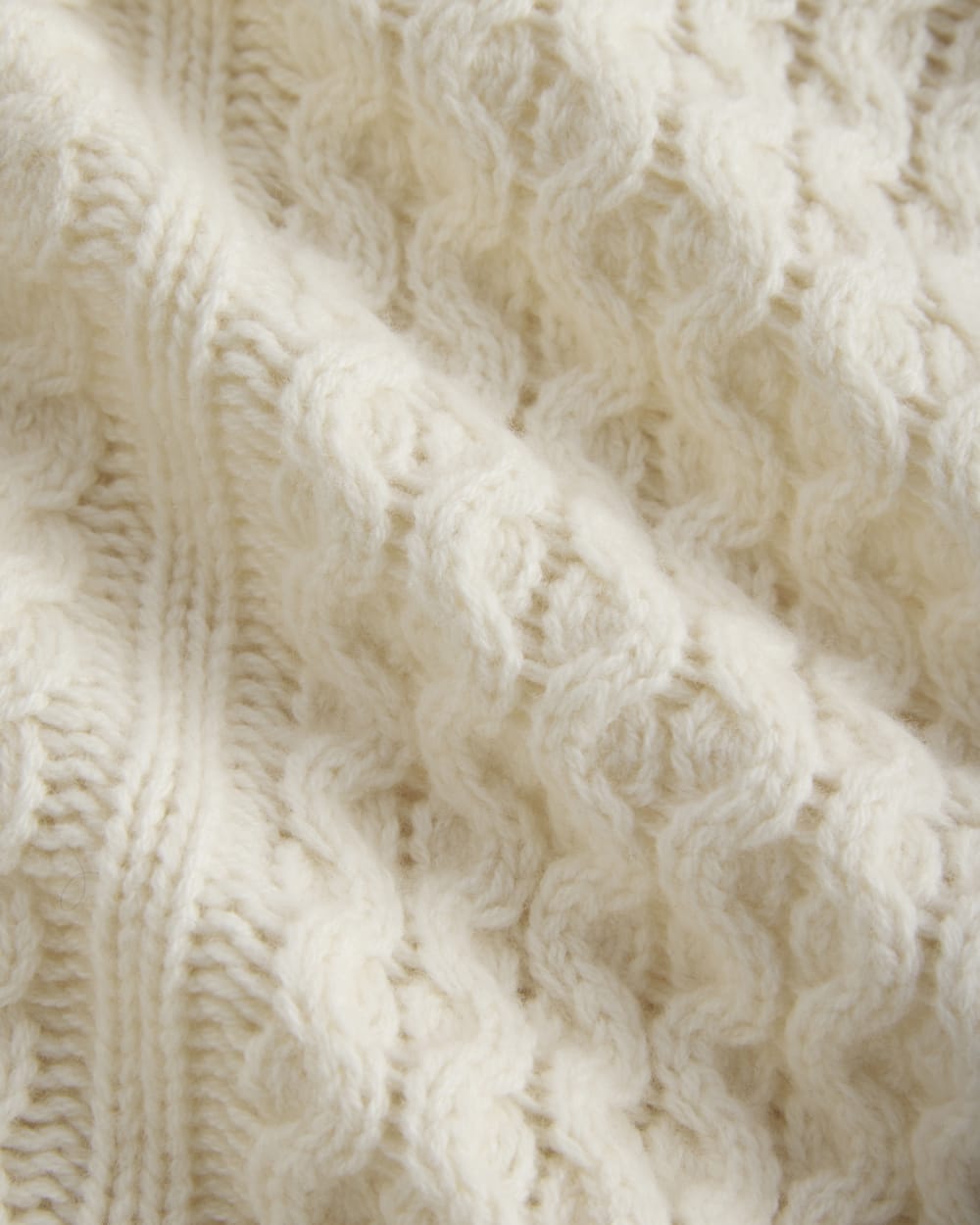 Cable Sweater in Luxe Merino in Bone — detail view