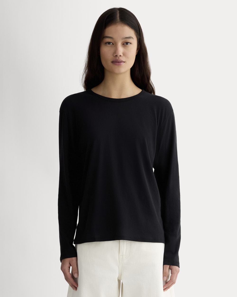 The Air Long-Sleeve Tee in Black — front view
