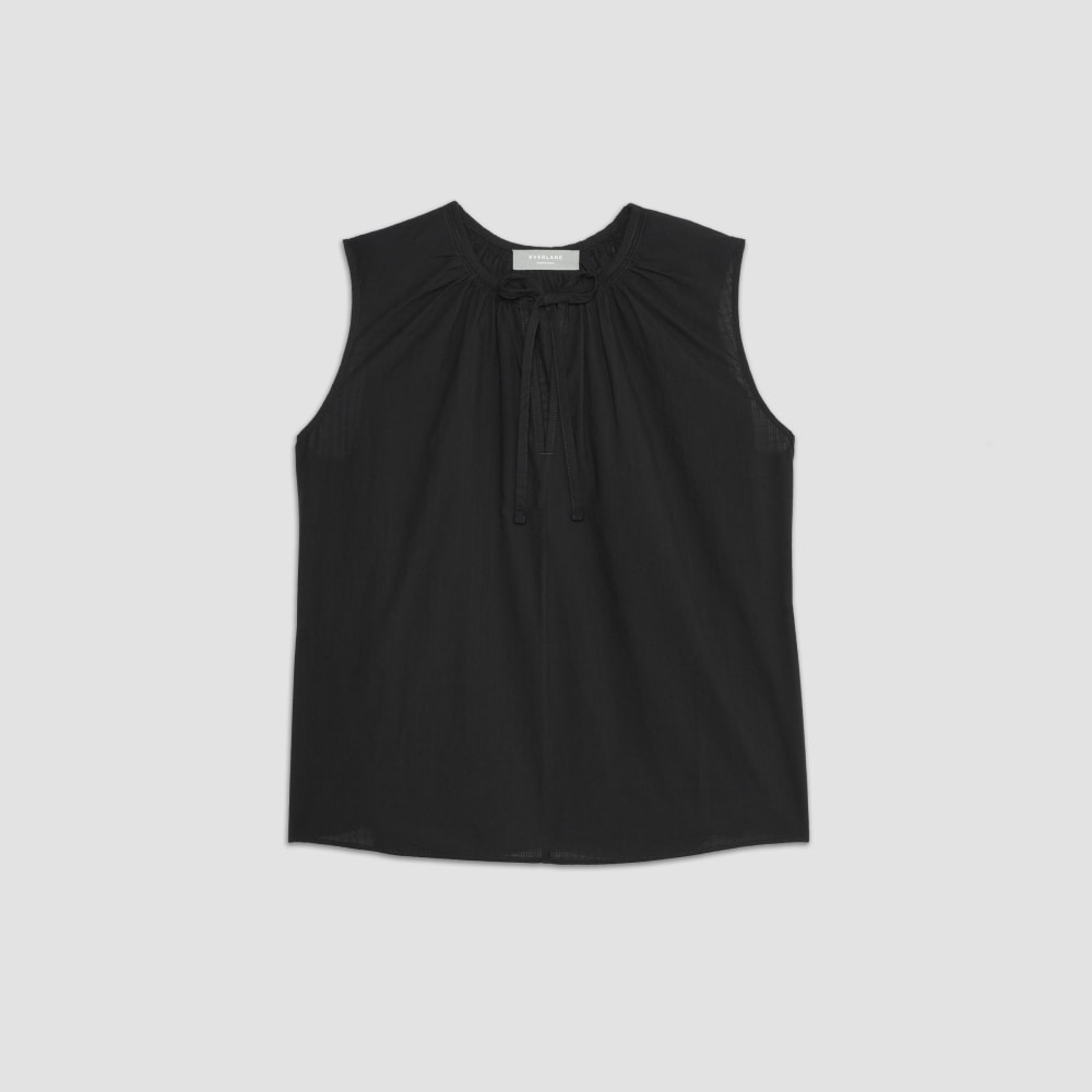 The Gathered Tie-Front Top in Black — alternate view