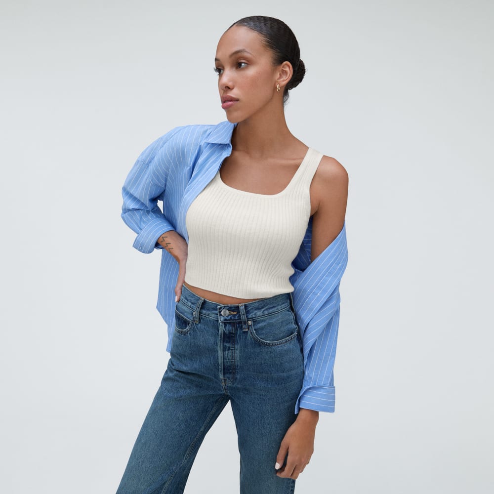 The Cotton-Merino Cami in Snowflake — detail view