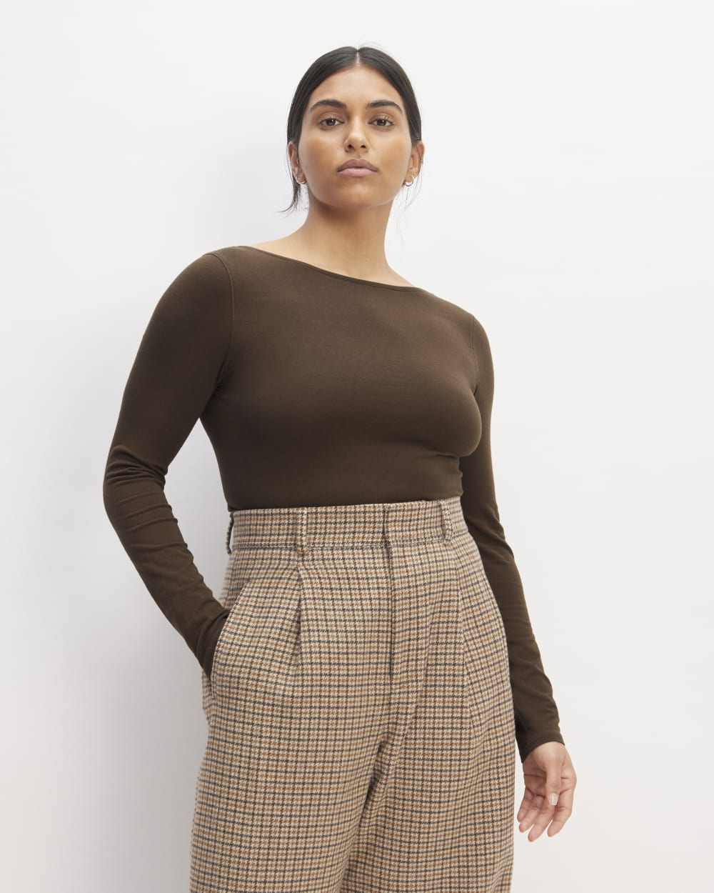The Supima® Form Scoop-Back Tee in Cocoa — front view