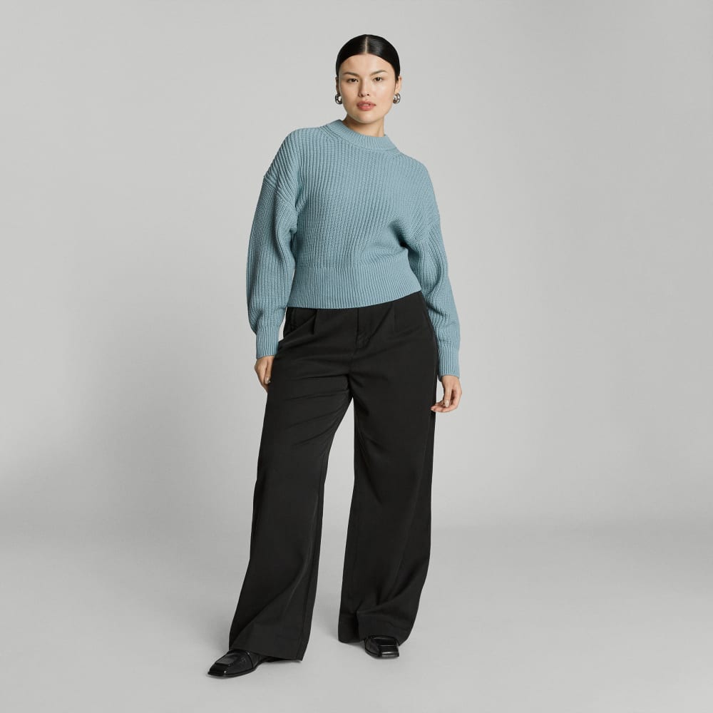 The Texture Cotton Crew in Blue Shadow — detail view