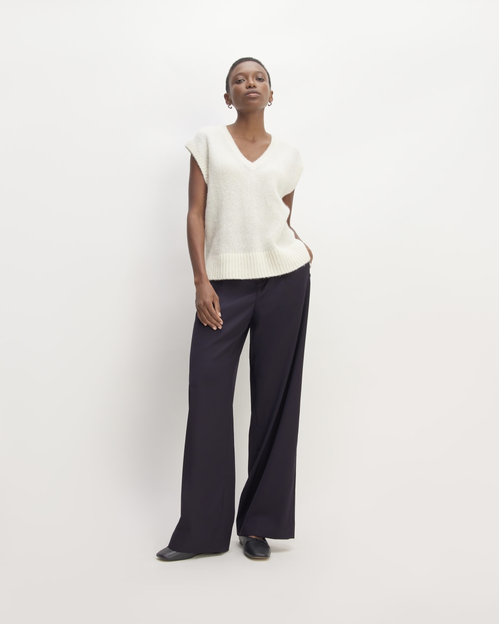 The Italian Wool Way-High® Drape Pant in Navy — front view