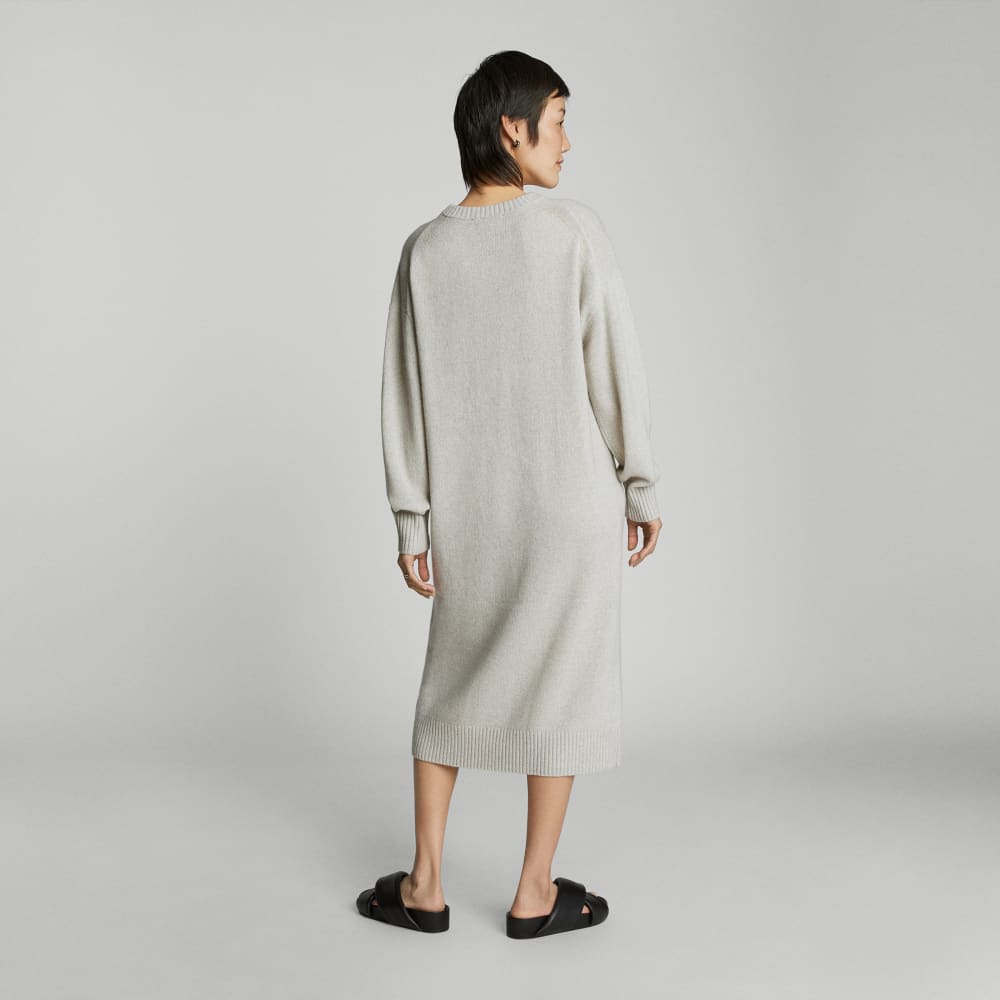 The Cashmere Midi Dress in Pale Heather Grey — detail view