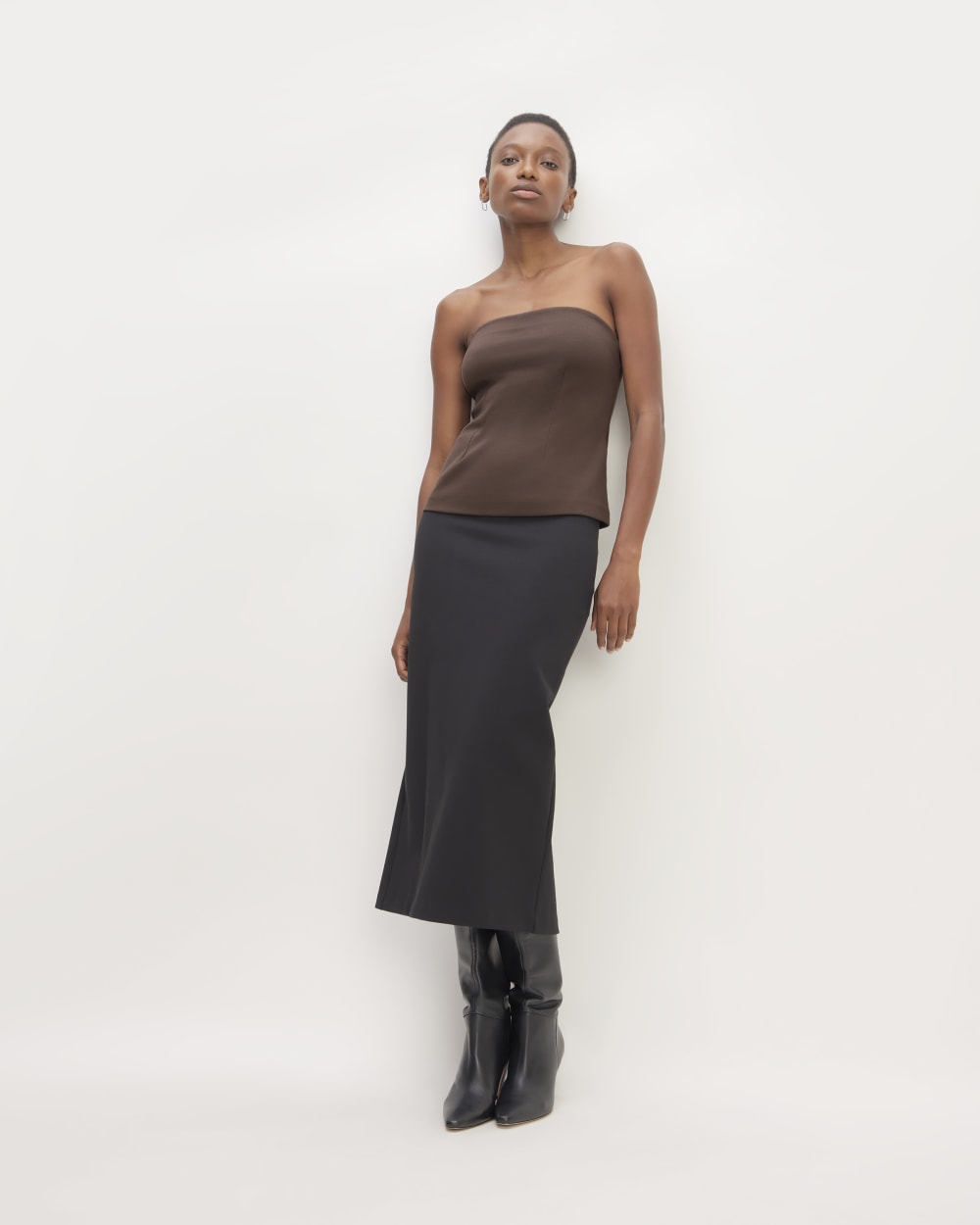 The Dream Tube Top in Earth Brown — detail view