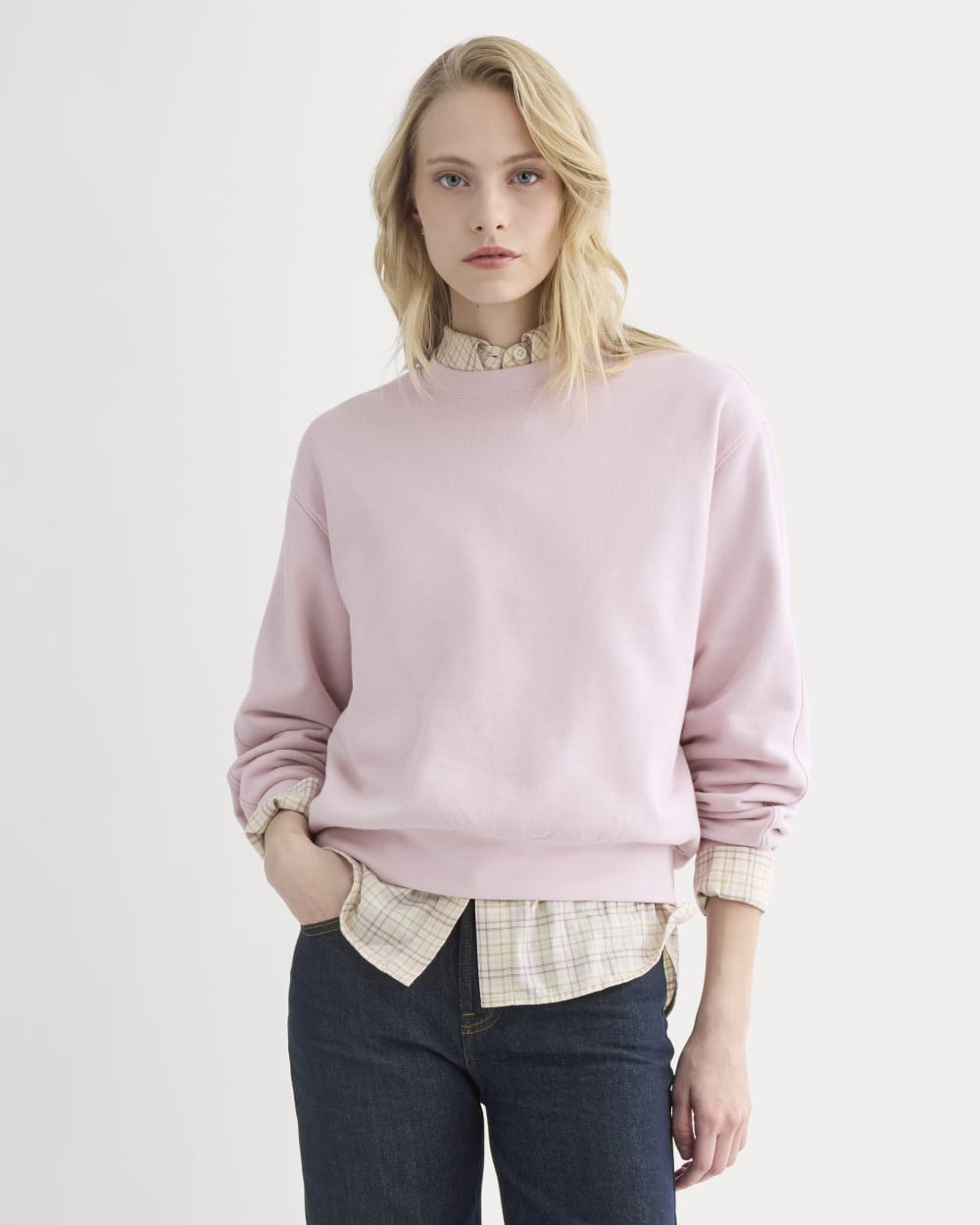 Lightweight Terry Blouson Crew in Burnished Lilac — front view