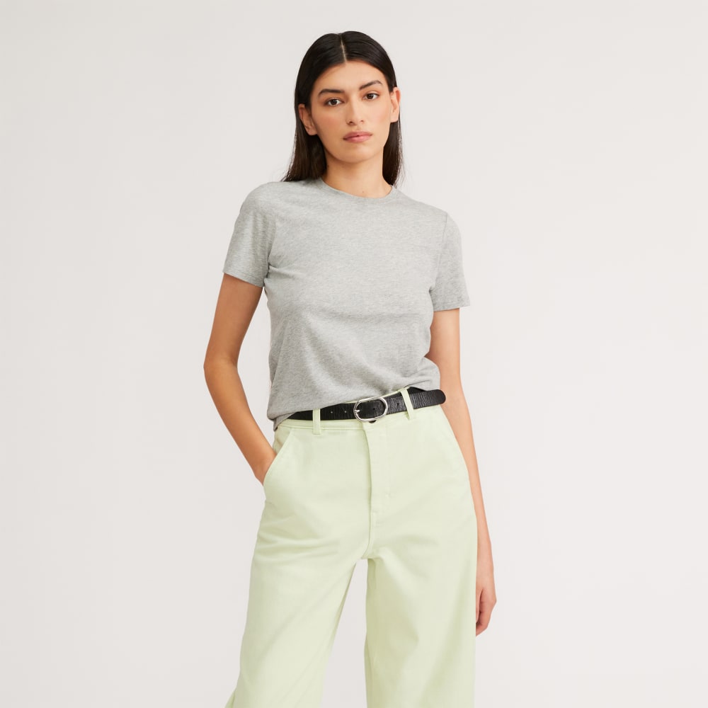 The Organic Cotton Crew Tee in Heathered Grey — front view