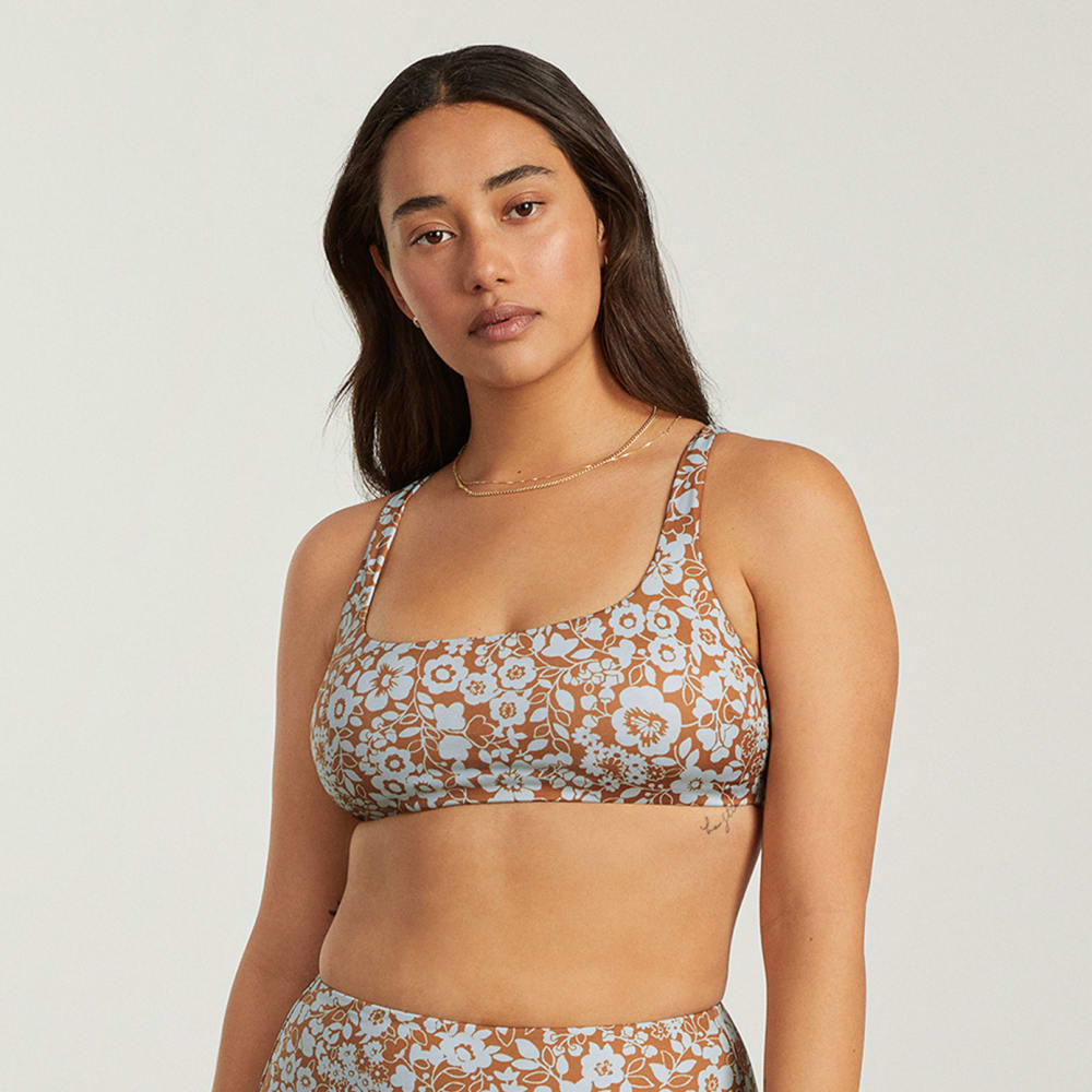 The Square-Neck Bikini Top in Honey Floral — alternate view