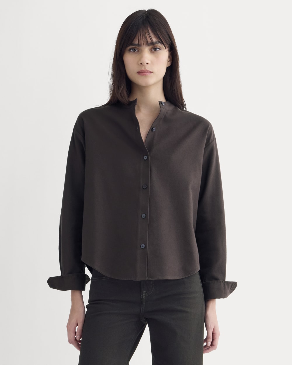 Flannel Shirt in Dark Chocolate — front view