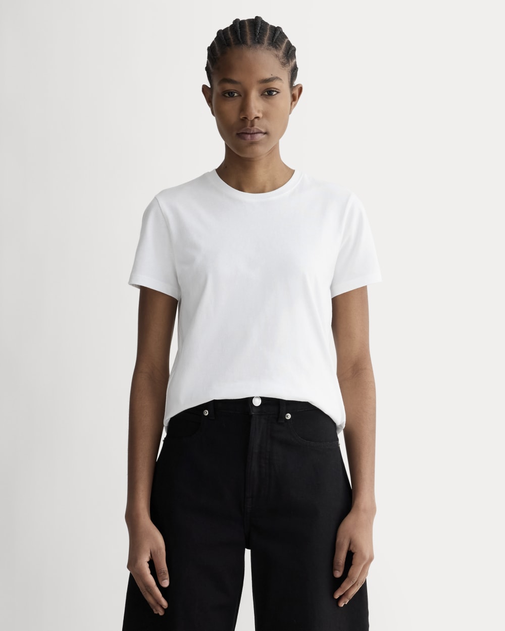 The Slim Crew in Essential Cotton in White — front view