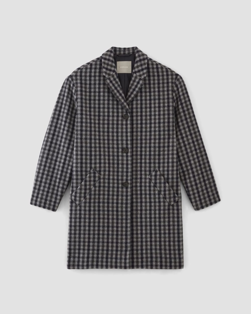 The Italian ReWool® Cocoon Coat in Grey / Charcoal / Navy Check — alternate view