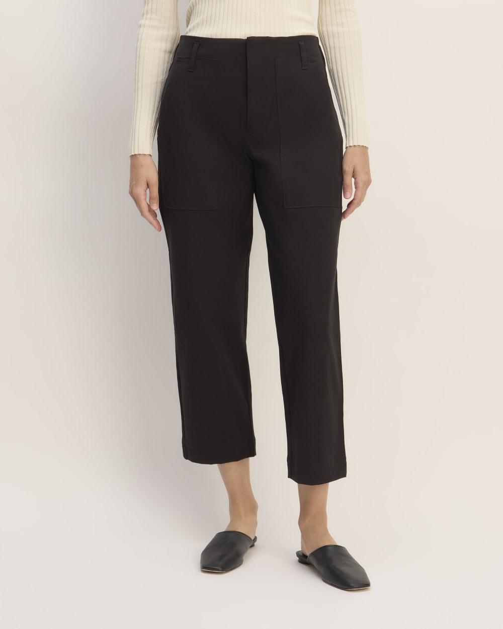 The Bi-Stretch Utility Pant in Black — detail view