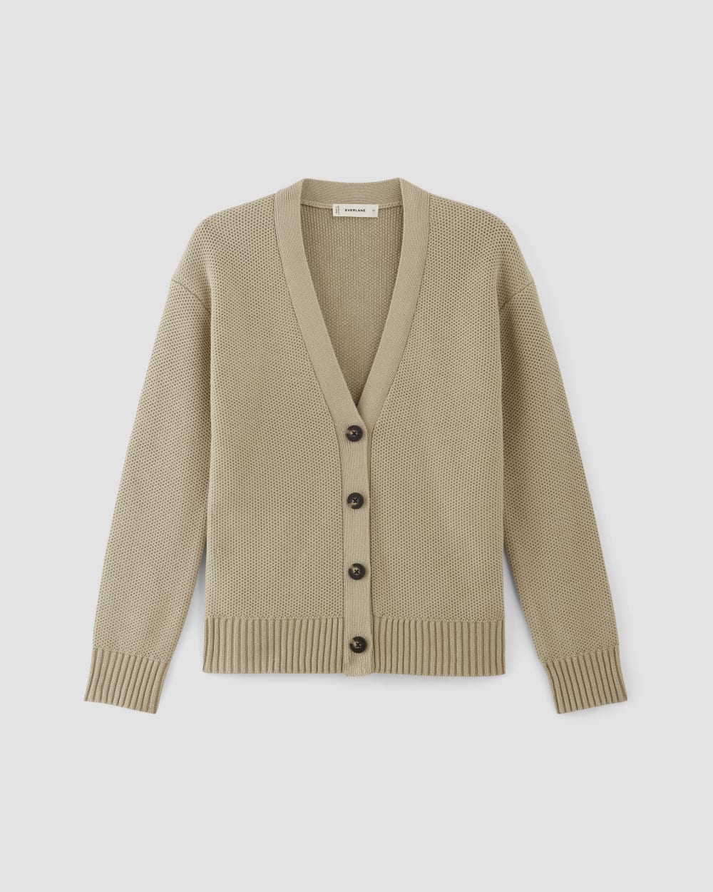 The Cotton Honeycomb Cardigan in Trench Coat Khaki — alternate view