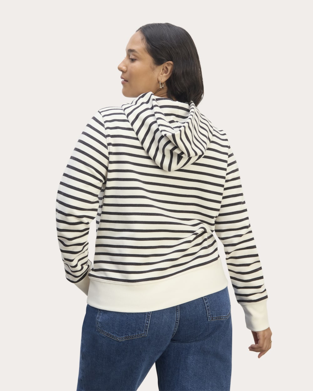 The Off-Duty Terry Hoodie in Bone / Black — detail view