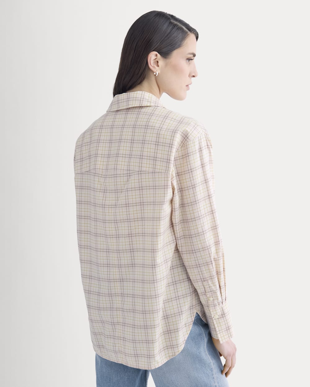 Everyday Shirt in Silky Cotton in Plaid — detail view