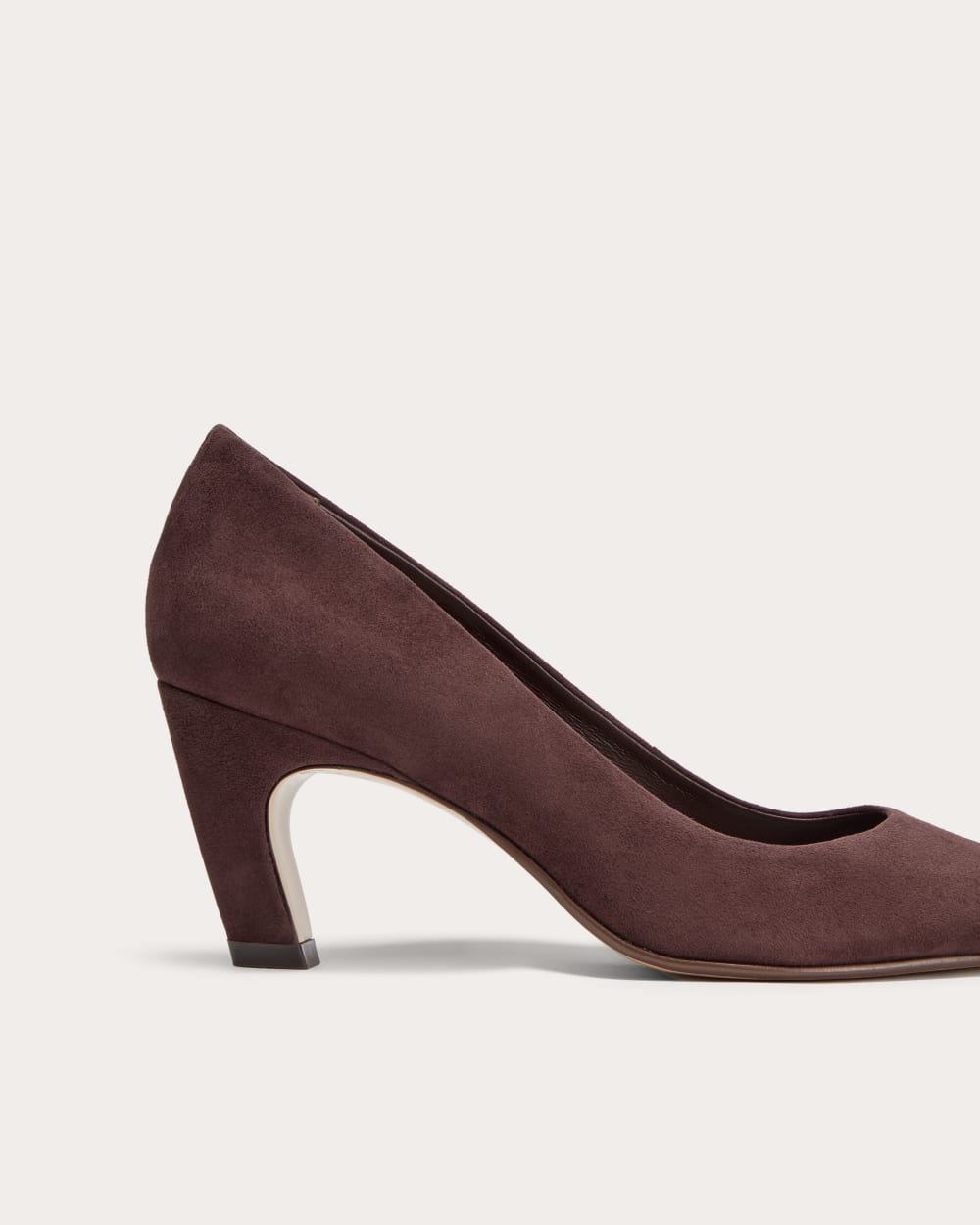 The Banana Pump in Dark Mahogany Suede — detail view