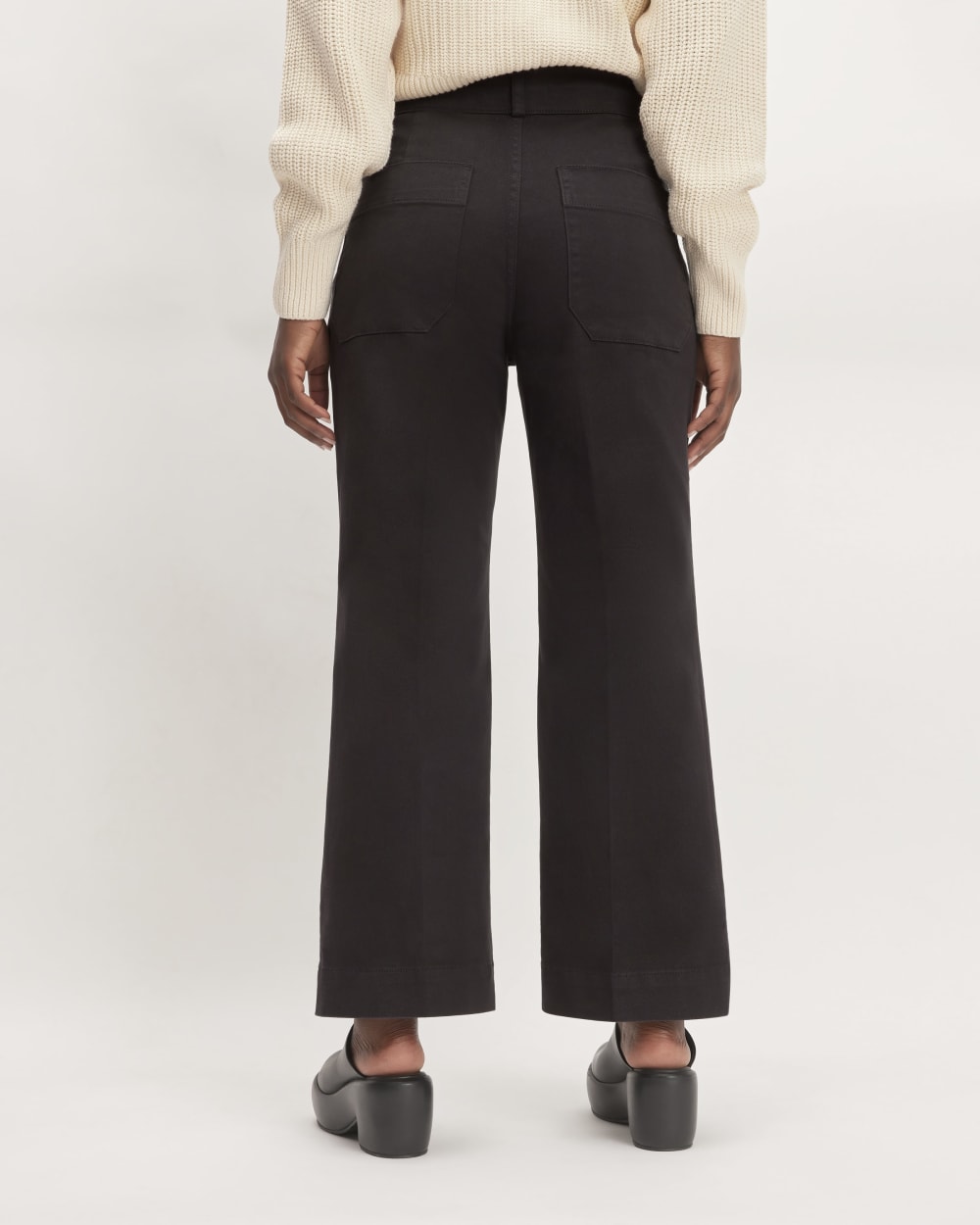 The Organic Kick Flare Pant in Black — detail view