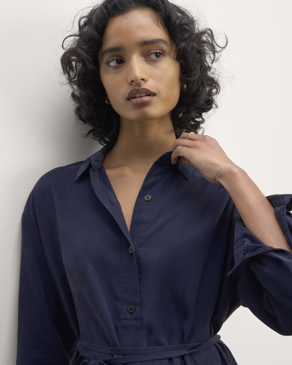 The Must-Have Shirtdress in Butterlite in Navy — detail view