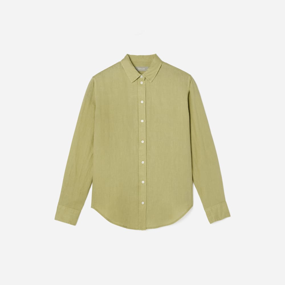 The Must-Have Shirt in Linen in Leek — front view
